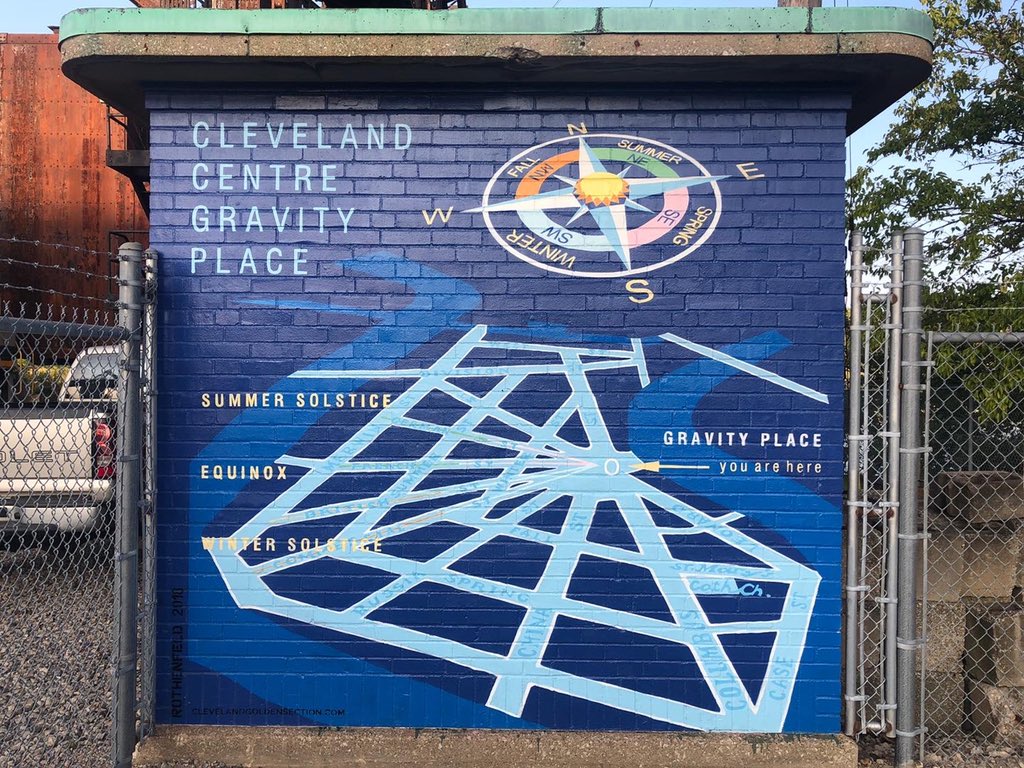 Some of my favorite hidden gems in CLE: these murals on the history of St. Mary Church & Cleveland Centre Gravity Place in the Flats.Located along Columbus Rd, they help tell the story of our city’s past city-building visions, focused on religion, geometry & the sublime. (1/5)