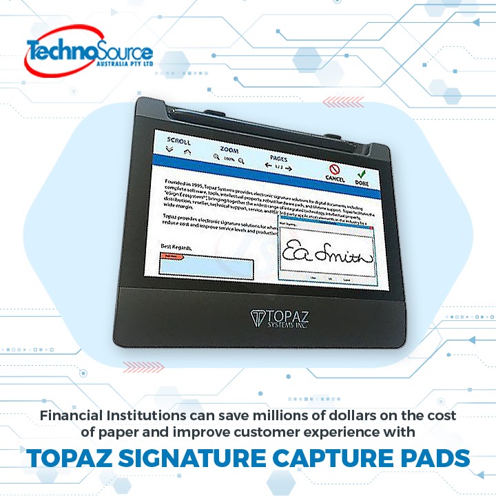 Techno_Source's tweet photo. One misfiled paper or lost document can cost a lot of money. #FinancialInstitutions can save millions of dollars on the cost of paper and improve customer experience when they start using #ElectronicDocumentation with the Topaz Signature Pad. https://t.co/7KJsWcoLg7 https://t.co/XnbCXz7IYS