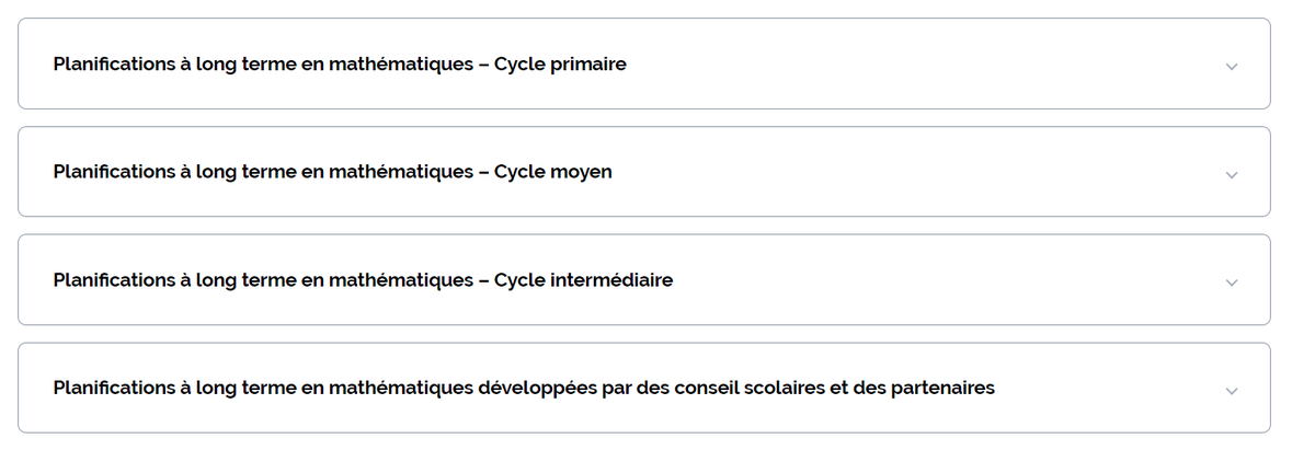 Les planifications à long-terme du MÉO, de <a href="/LeCentrefranco/">Le Centre franco</a> et de <a href="/ecolecatholique/">CECCE</a> sont finalement plus facile à retrouver!

Voir la section "Ressources" du site web du nouveau curriculum de mathématiques: dcp.edu.gov.on.ca/fr/curriculum/…