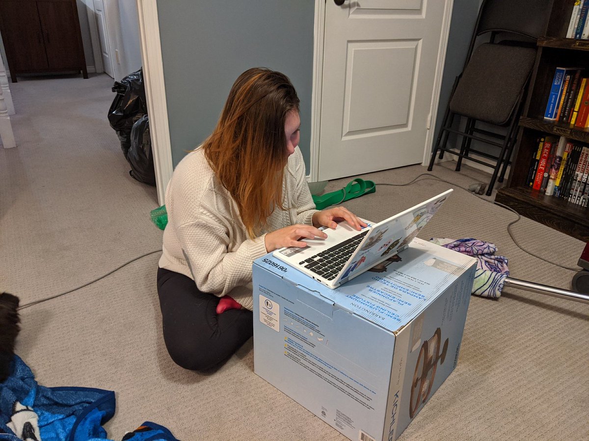 Hard at work on my makeshift desk. #WritingCommunity #writing #amwriting #yaauthors #yawriters #yafantasy #lgbtqia #aspiringauthor #aspiringauthors