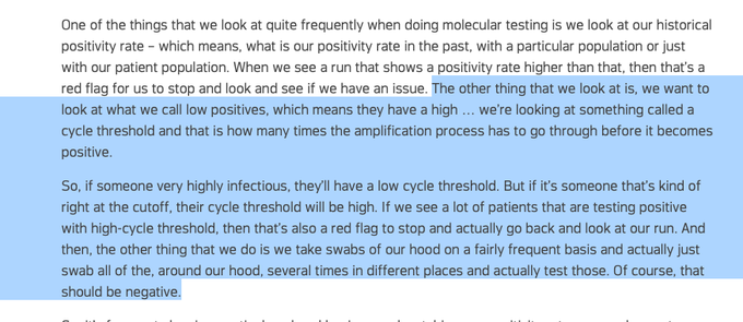 The NFL has a very sophisticated process for IDing COVID+ players. There's a reason why they find few true positives & it has nothing to do w precautions taken by players flying around the USA. Simply put, they know about the testing scam.Interview w/ NFL Chief Medical Officer: