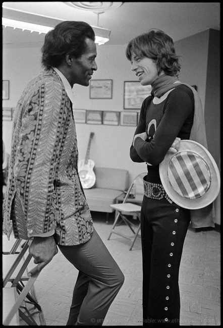 Chuck Berry and Mick Jagger, 1969.