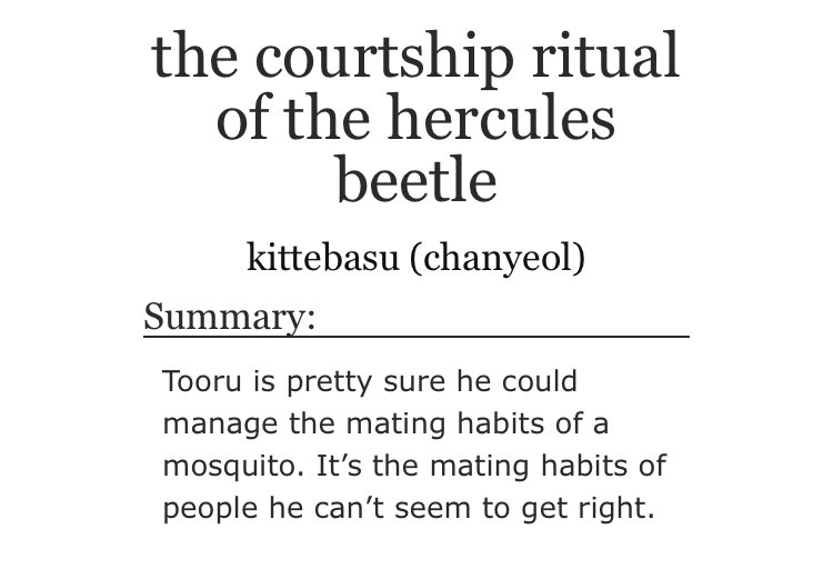 - Starting off with this REVOLUTIONARY fic like it genuinely changed my life -I love Entomology prof Oikawa, the best thing was seeing him drone on about bugs it was so cute - pro volleyball player iwa- a must read  https://archiveofourown.org/works/6422014/chapters/14701168