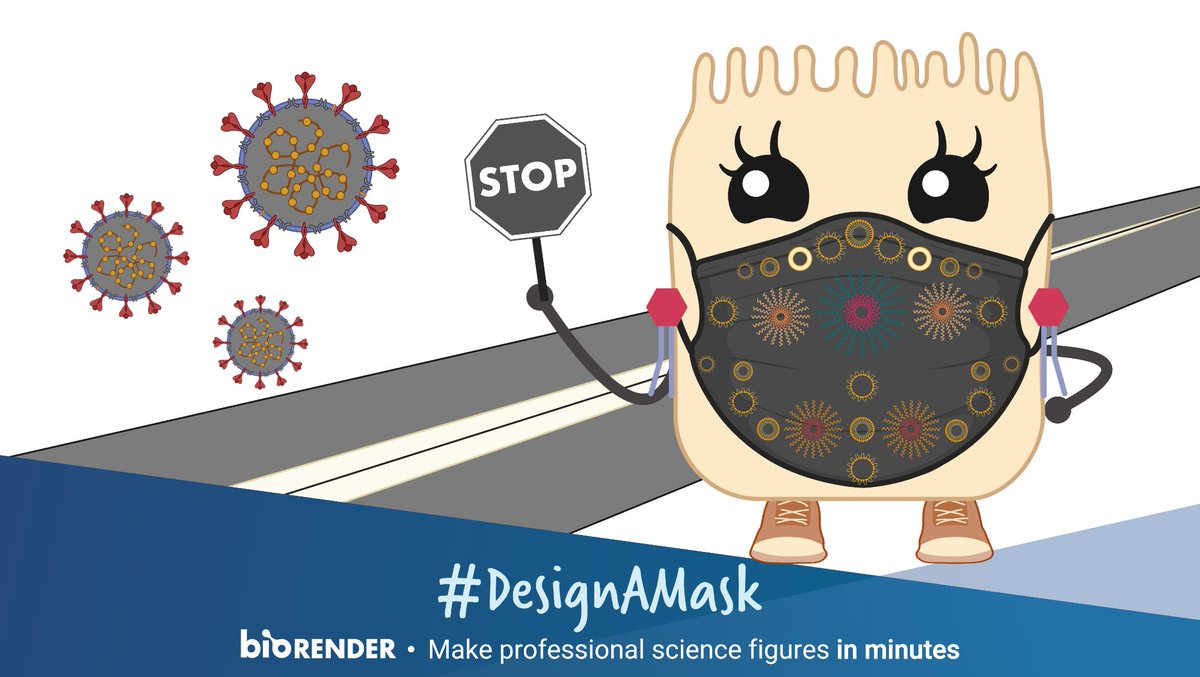 #designamask  Fun activity, thanks <a href="/BioRender/">BioRender</a>! Help stop COVID-19 in style 😅 
<a href="/Joshilabyale/">Nik Joshi</a> I want to see yours.