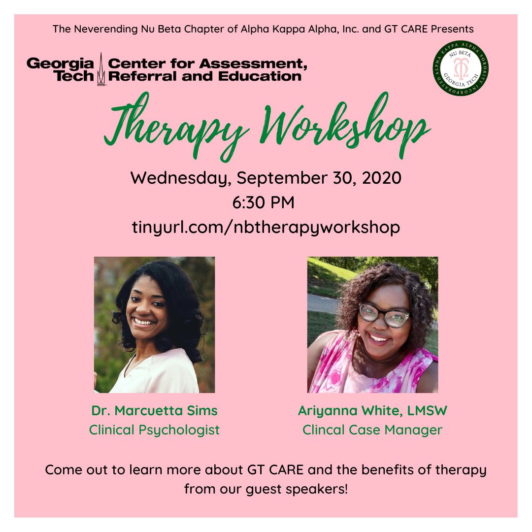 NuBeta1908's tweet photo. As Suicide Prevention Month comes to an end, we would like to take the time to talk about a common prevention method: Therapy. We will be taking a deeper dive into what therapy is, it’s benefits, and how to start. Tune in Wednesday at 6:30pm to learn more! 💕 https://t.co/2v2PcNcvdt
