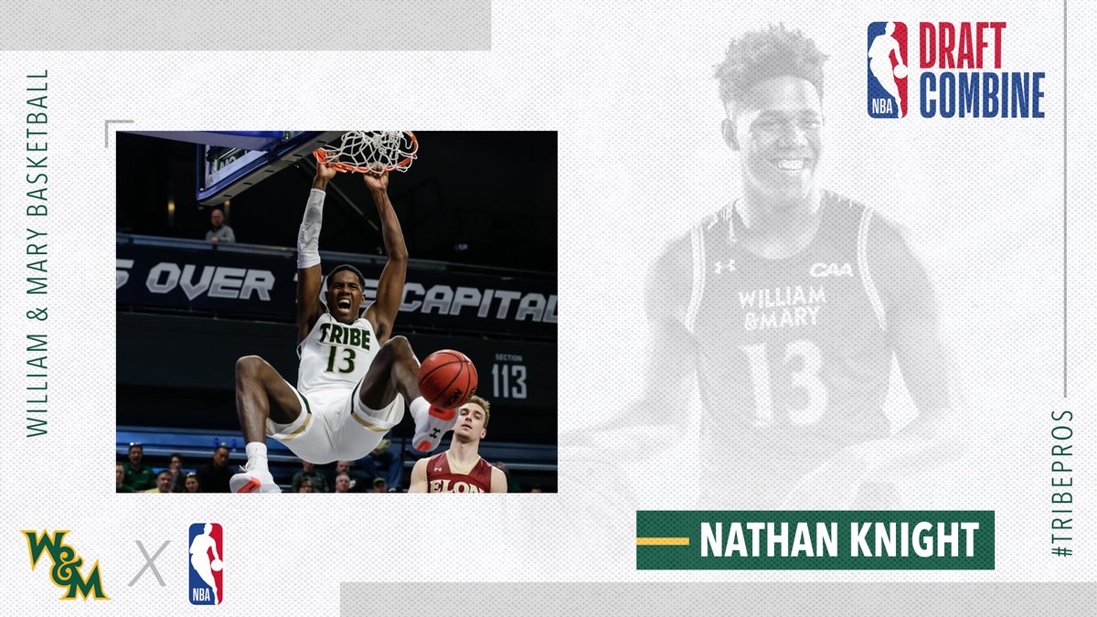 William & Mary Tribe Men's Basketball (@wmtribembb) on Twitter photo Former Tribe standout <a href="/nateknght/">Nathan Knight</a> selected to the #NBADraftCombine 2020.
📰 bit.ly/30gf2rz
#GoTribe | #TribePros Former Tribe standout <a href="/nateknght/">Nathan Knight</a> selected to the #NBADraftCombine 2020.
📰 bit.ly/30gf2rz
#GoTribe | #TribePros