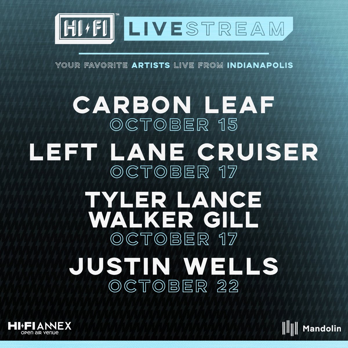 October is full of livestreamed shows at #HIFIAnnex 🙌🏼 Livestream tickets can be purchased now for any of these shows through our link below 🎫

hifiindy.com/livestreams/