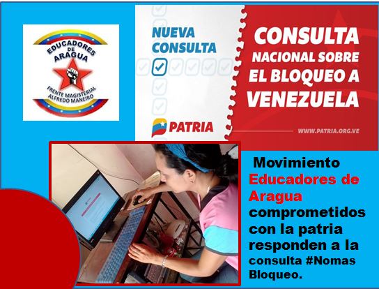 sucre_potencia's tweet photo. #Aragua .@NicolasMaduro @psuvaristobulo @MarcoTorresPSUV @leoalvacabrera @ZE_Aragua @fotoecocultura  @RoxanaC71634289 @Thaniamai @Andres_Echu_Bi @ConElMazoDando @TVES_AlDia consulta Nacional Sobre el bloqueo a Venezuela "La patria No se vende, la patria se Defiende " https://t.co/dwjMITKFWY