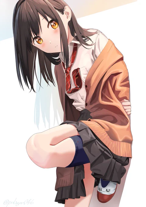 秋っぽい色のカーディガン 