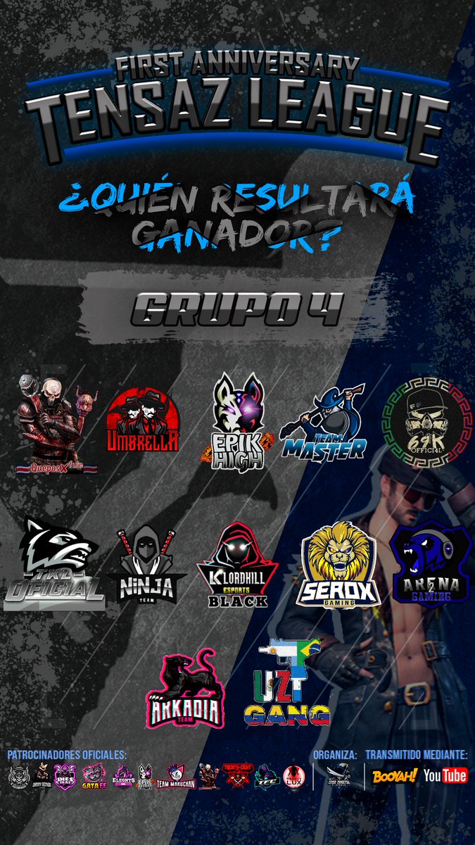 #FREEFIRE ¡ANIVERSARIO!

⚔️ GRUPO 4
1-NINJA TEAM
2-TEAM MASTER
3-ARKADIA GIRLS TEAM
4-EPIK HIGH
5-LORDKILL BLACK
6-UZI GANG
7-SEROX GAMING
8-69K OFFICIAL
9-CLAN UMBRELLA
10-ARENA 2 GAMING
11-QUEPOS FIRE 4
12-TKL OFICIAL 31

Youtube: m.youtube.com/c/TENSAZANGETS…

#ANIVERSARIOTENSAZ