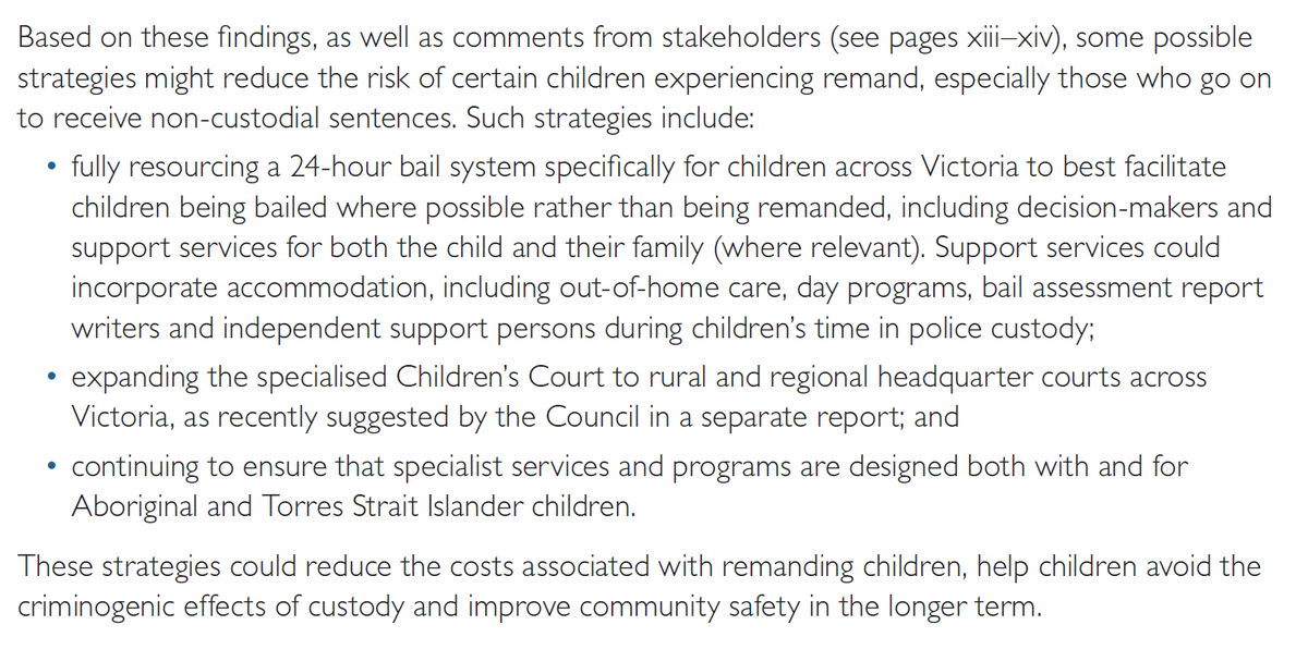 Based on these findings and stakeholder consultation, our new report identifies some strategies to reduce the risk of certain children being remanded, including the possibility of a 24-hour Victoria-wide bail system designed specifically for children.