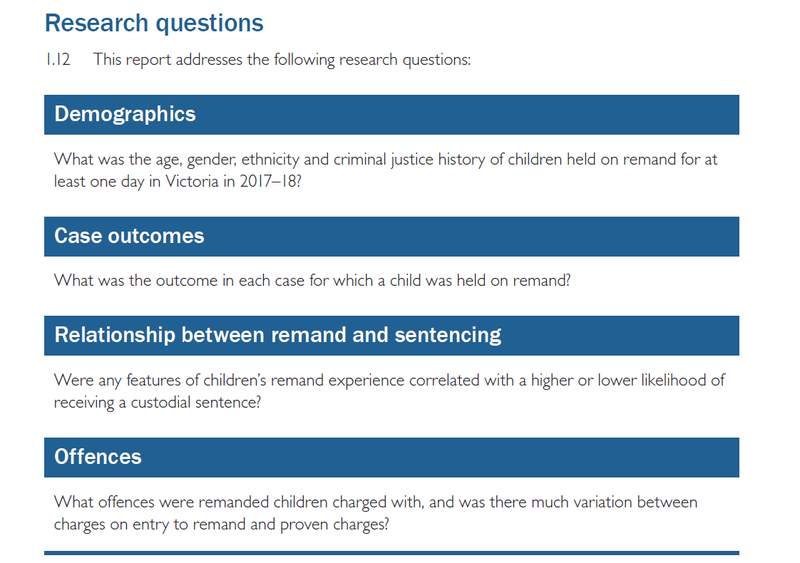 Our ‘Children on Remand’ project aims to find out how many children don’t get custodial sentences at the end of a case for which they’ve been remanded, and to identify the characteristics of remanded children who are less likely to get a custodial sentence.