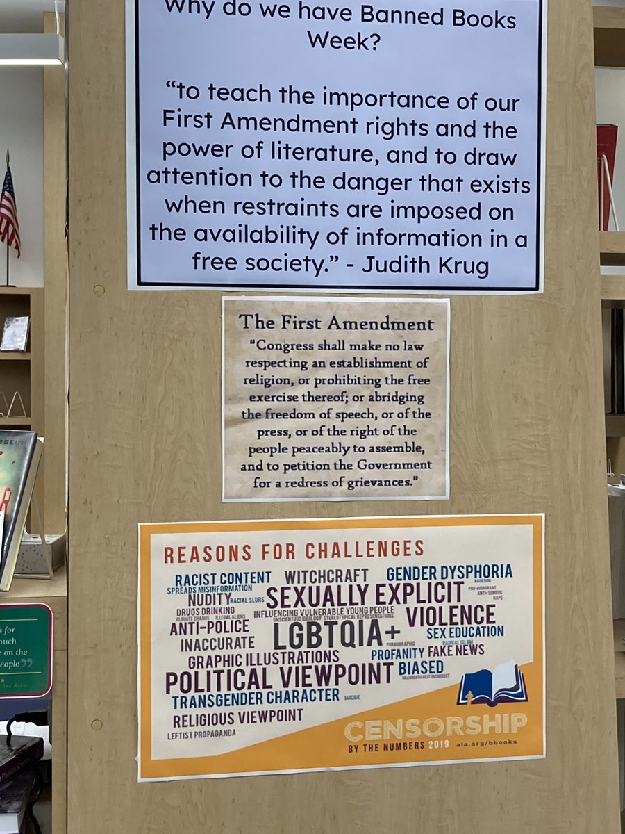 PelhamHighLMC's tweet photo. It’s #BannedBooksWeek and we’re celebrating our Freedom to Read! Central to Banned Books Week is our ability to read what we want to expand our minds and stimulate our intellectual curiosity. Stop by the library this week and consider what we lose when stories are silenced. https://t.co/LSHj6uAtyA
