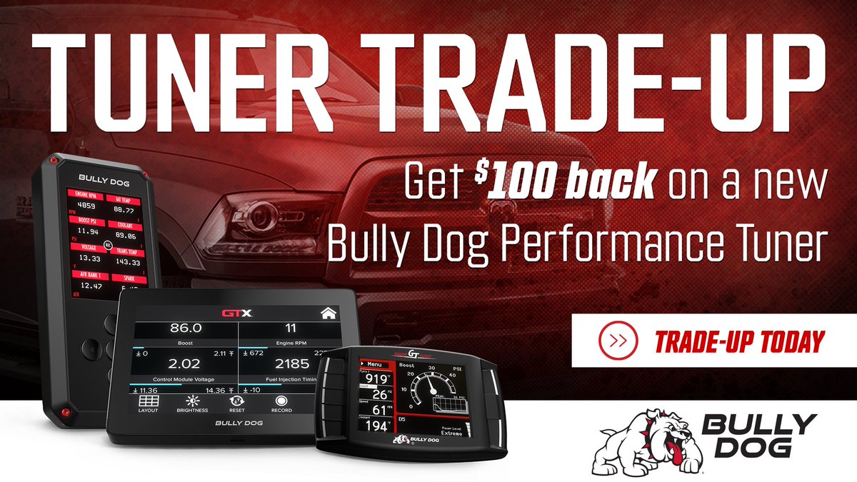 deerhuntingmag's tweet photo. Take your truck to the next level with @BullyDogTech vehicle enhancements. Trade up to a Bully Dog device and get $100 prepaid VISA card. Get started: https://t.co/0DXixwJa9g #BullyDogTuning #TunedbyBullyDog #BullyDog https://t.co/HV5pHMvFeg