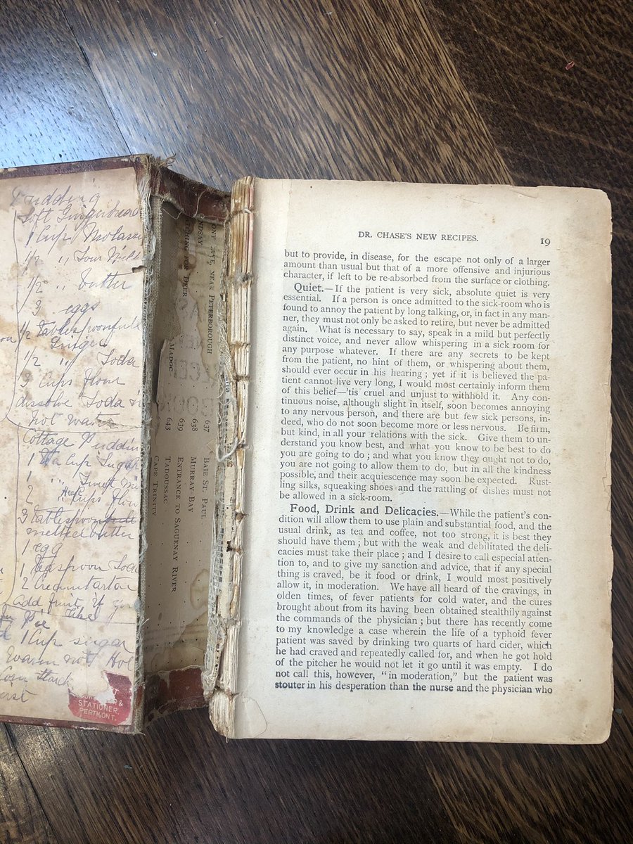 Dr. Chase’s New Receipt Book (Recipe), also previously owned by my gg grandma. Pub date unknown as the first several pages are gone—but im assuming 1880s based on this Project Gutenberg version I found   https://gutenberg.ca/ebooks/chase-newreceipt/chase-newreceipt-00-h-dir/chase-newreceipt-00-h.html