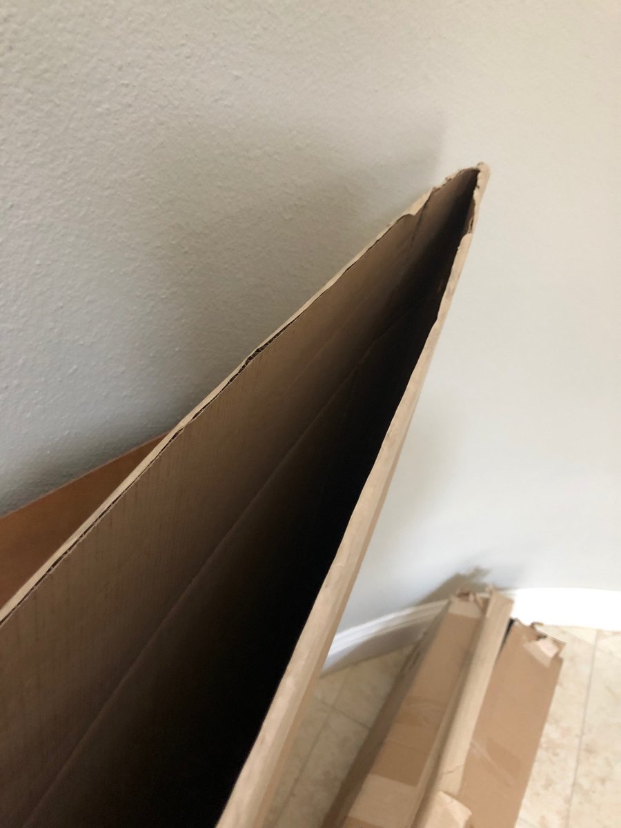 darth_beel's tweet photo. Welcome to another episode of common sense shipping. Bought a large picture frame from @IKEAUSA and someone decided that it was ok to ship it inside 2 pcs of thin cardboards without any bubble wrap. Worst is CS not answering calls or emails4refund. #fail #ikeafail #failedCS #ikea https://t.co/Ev9LyVf2fY