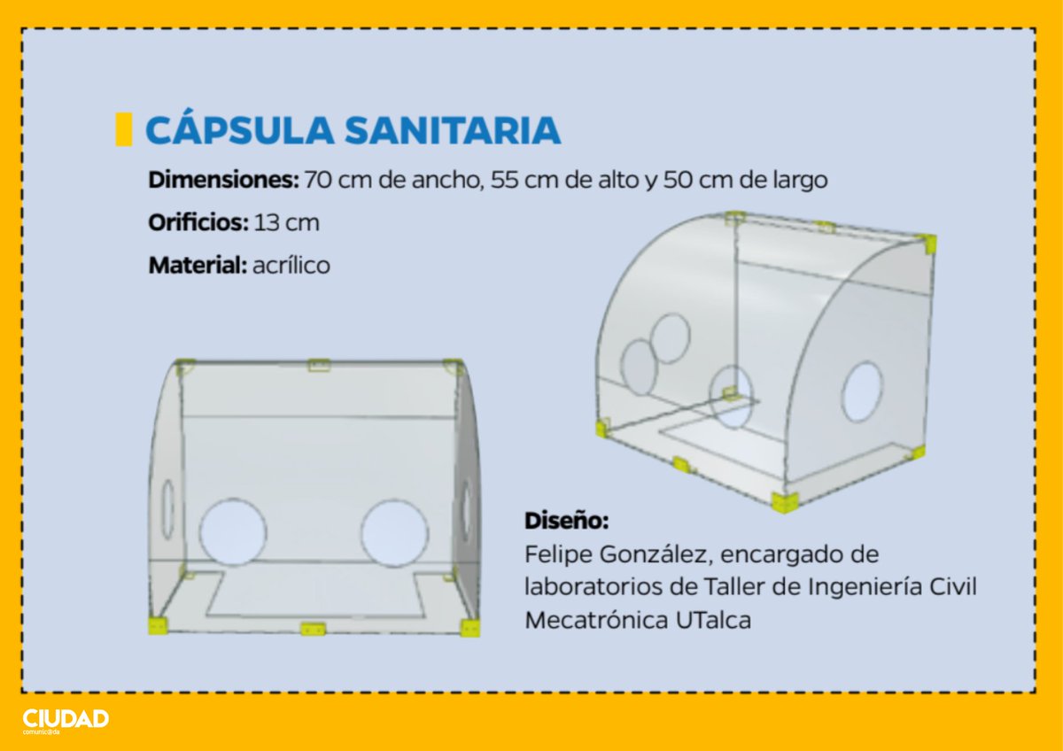 ciudadcomunicad's tweet photo. “Con esta estructura se aísla al paciente con Coronavirus y evita que los médicos tengan contacto directo con ellos”, detalla Wilson Morales, técnico de taller de la Escuela de Ingeniería Civil Mecánica @UTalca @ingUtalca 

Lee esta nota acá.
👇
https://t.co/BJGvTiJu8w https://t.co/KWaeuMewBW