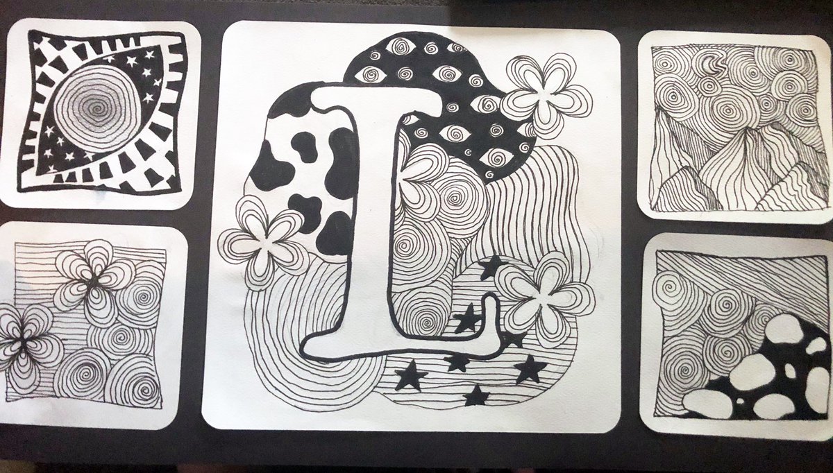 CWHSArtDept's tweet photo. More Zentangle designs by CW Foundations of Art! #ScoutRemoteLearning #WeAreWeiser https://t.co/k7SLYaEEVv