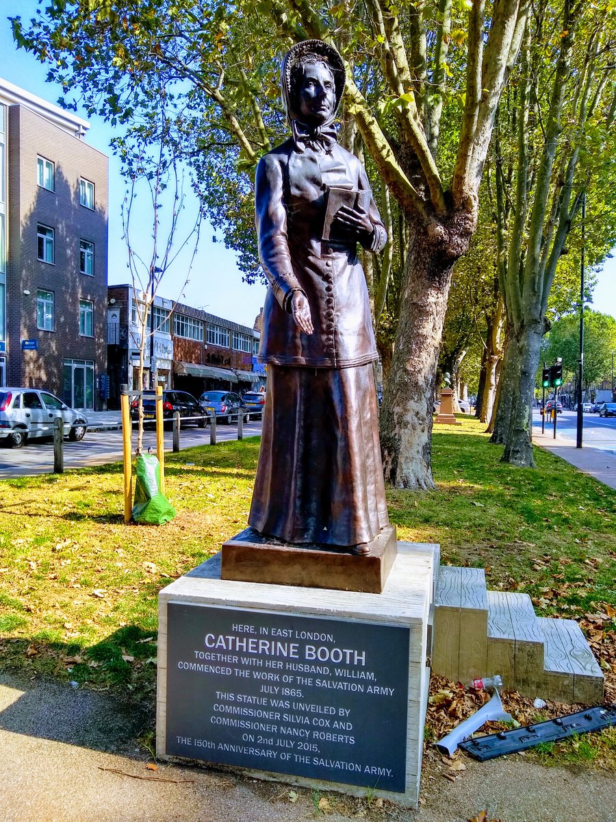 There are two statues of Catherine Booth in London - one in the Mile End Road and the other outside the Salvation Army training hall in Denmark Hill. Catherine Booth (née Mumford, 1829-1890) was the co-founder of The Salvation Army with her husband William Booth  #womenstatues