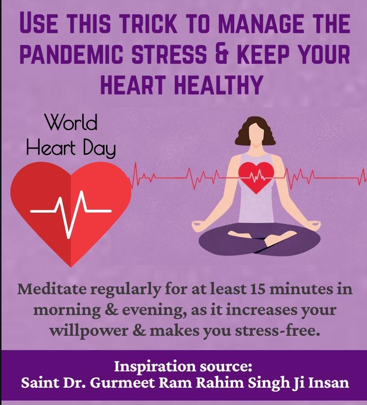 Shivani73935562's tweet photo. #WorldHeartDay
@derasachasauda 
Meditation helps us embracing our worries,fear, anxiety. Giving us more healthy nd happy life. Doing meditation increases willpower..
@Gurmeetramrahim
Singh ji Insan https://t.co/NAu6pX1keK