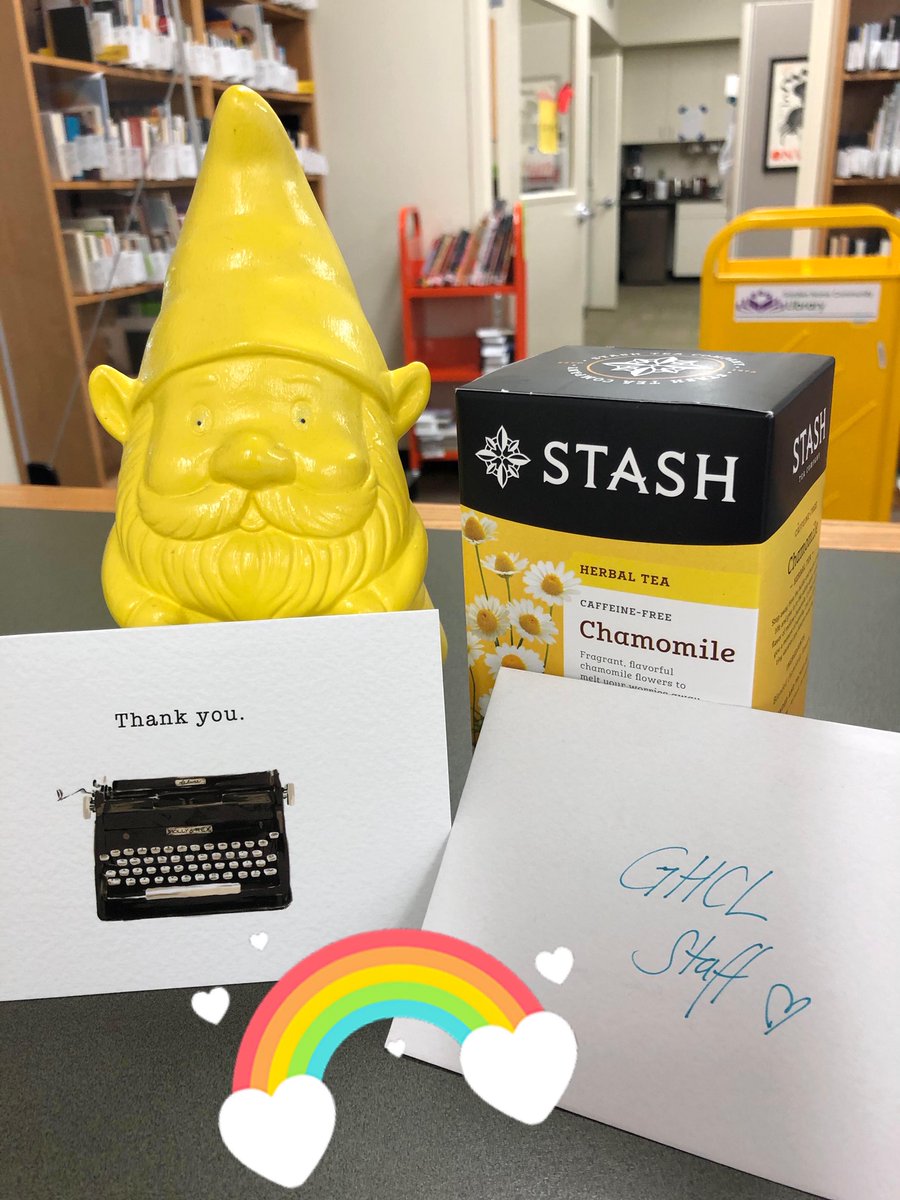 gardenhomelib's tweet photo. Getting this thoughtful card and relaxing tea from a patron during curbside pickup was a great Monday moment. Thank you! #WCCLSLibrariesContinue #librarylife https://t.co/IApd9SCLLH