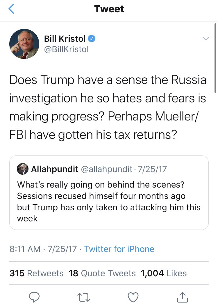 Where Russian conspiracy theories go, the NeverTrump gang are always quick to follow. Here’s  @BillKristol