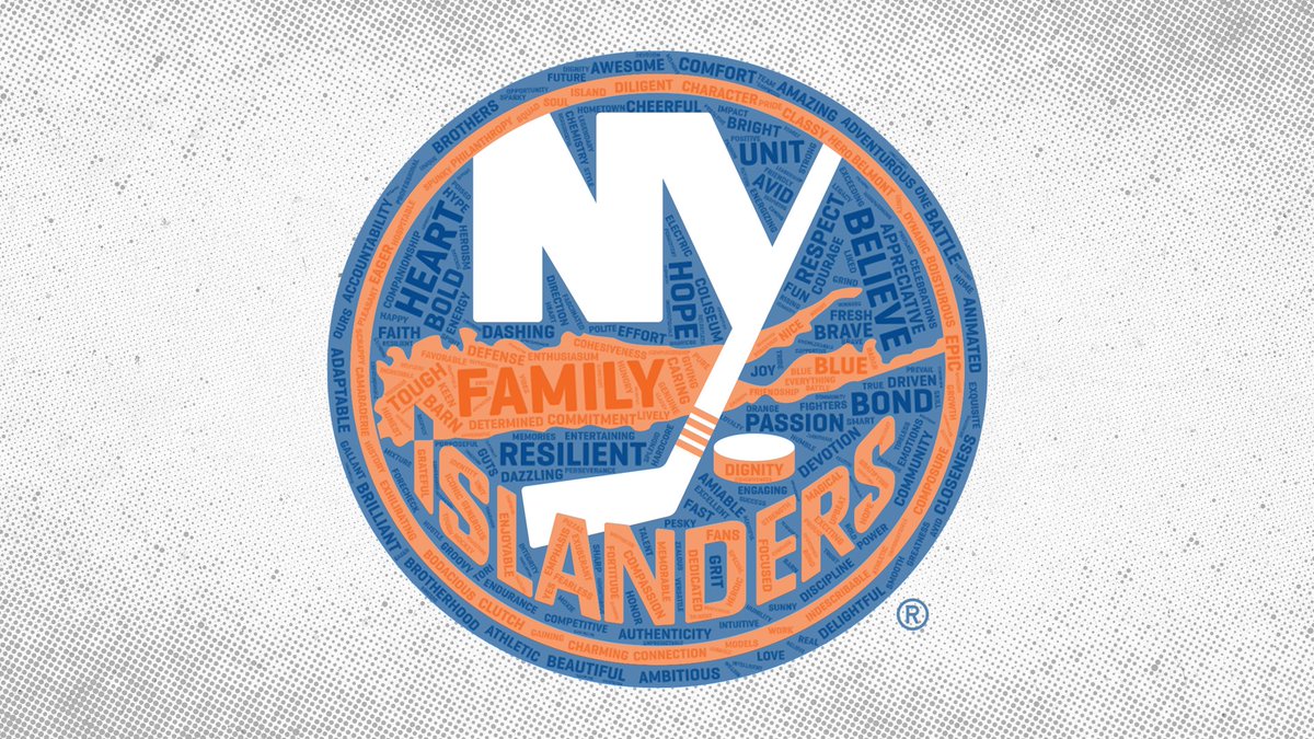 NYIslanders's tweet photo. We asked you to share one word to describe what you love most about our Islanders.

We took all of those words and combined them to fill our logo. The three words that were submitted most?

Family.
Heart.
Resilient. https://t.co/o1BpVFkOVW