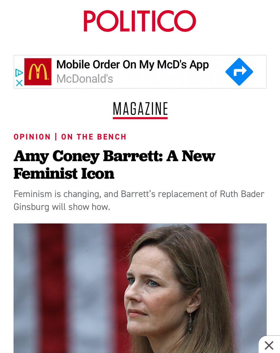  #AmyConeyBarrett is here to stick her middle finger up your smug, white feminism. She probably would never stick her middle finger up anything but I want you to imagine her doing that every time you see headlines like this. Also read my article instead:  https://feministgiant.substack.com/p/if-amy-coney-barrett-was-a-muslim