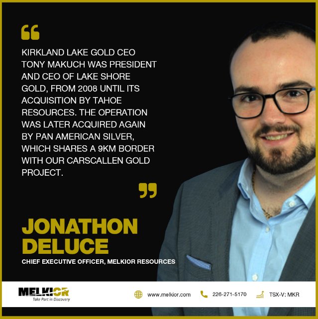 Our CEO, <a href="/JonDeluce/">Jon Deluce, CPA, CA</a> speaks on the strategic partnership with Kirkland Lake Gold. 

Melkior Announces $110 Million Option/JV Agreement with Kirkland Lake Gold to Earn up to 75% of Carscallen

Read Full Release: melkior.com/melkior-announ…

TSX-V: $MKR 🇨🇦
OTC: $MKRIF 🇺🇸