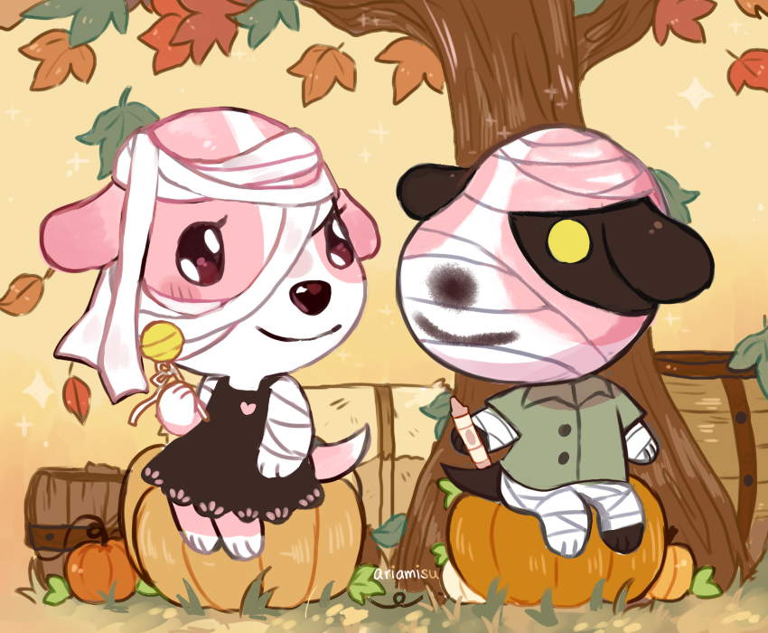 ariamisu's tweet photo. 🎃if they had a ship name it would be fortune cookie. here's their couples costume!!🥠 #AnimalCrossingNewHorizons https://t.co/d1CWUqMWh8