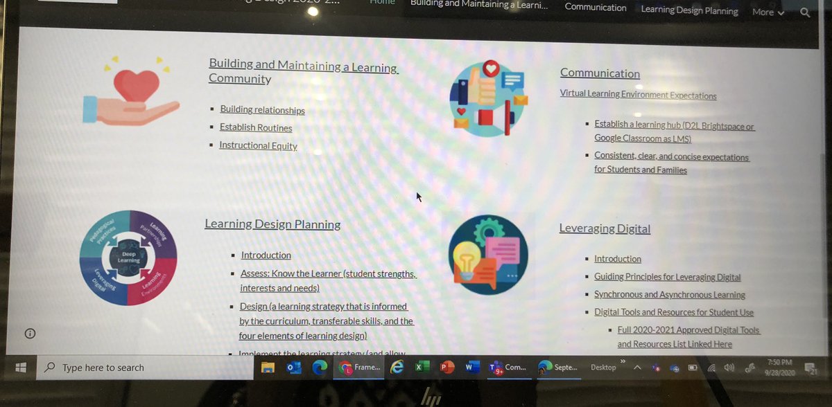 nottenloretta's tweet photo. WCDSB Framework for Learning shared this evening Allows all our educators to be connected to innovative and responsive learning #community #communication #designplanning #leveragingdigital: relationships routines equity #why #what #how https://t.co/vNBpoZLdnT