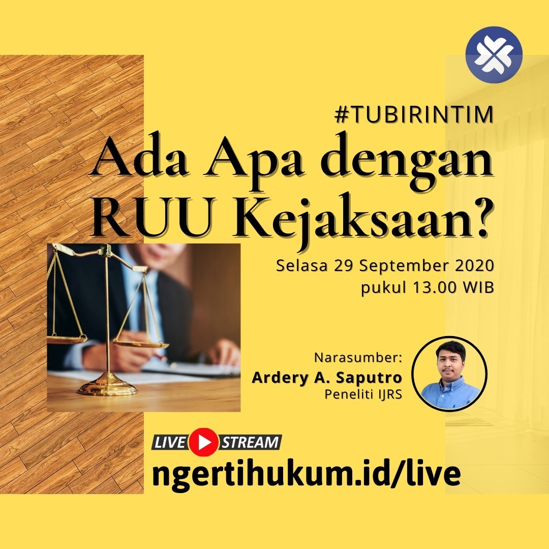 ijrs_official's tweet photo. Sobat Twitter, jangan lupa siang ini pukul 13.00 WIB ada diskusi menarik loh π
Ada Apa dengan RUU Kejaksaan?
Simak pembahasan selengkapnya dalam #TubirIntim berikut ini!
π
Selasa 29 September 2020
β 13.00 WIB
π Ardery A. Saputro - Peneliti IJRS
π https://t.co/B4iwg9XL2K https://t.co/hqF2uEbUjg