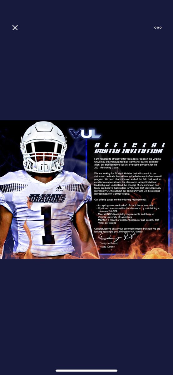 Honored to receive my 4th official roster spot offer from Virginia University of Lynchburg. Thank you @BigplayST <a href="/Recruit757/">recruit757</a> <a href="/Matt_Lawson31/">Matt Lawson</a>