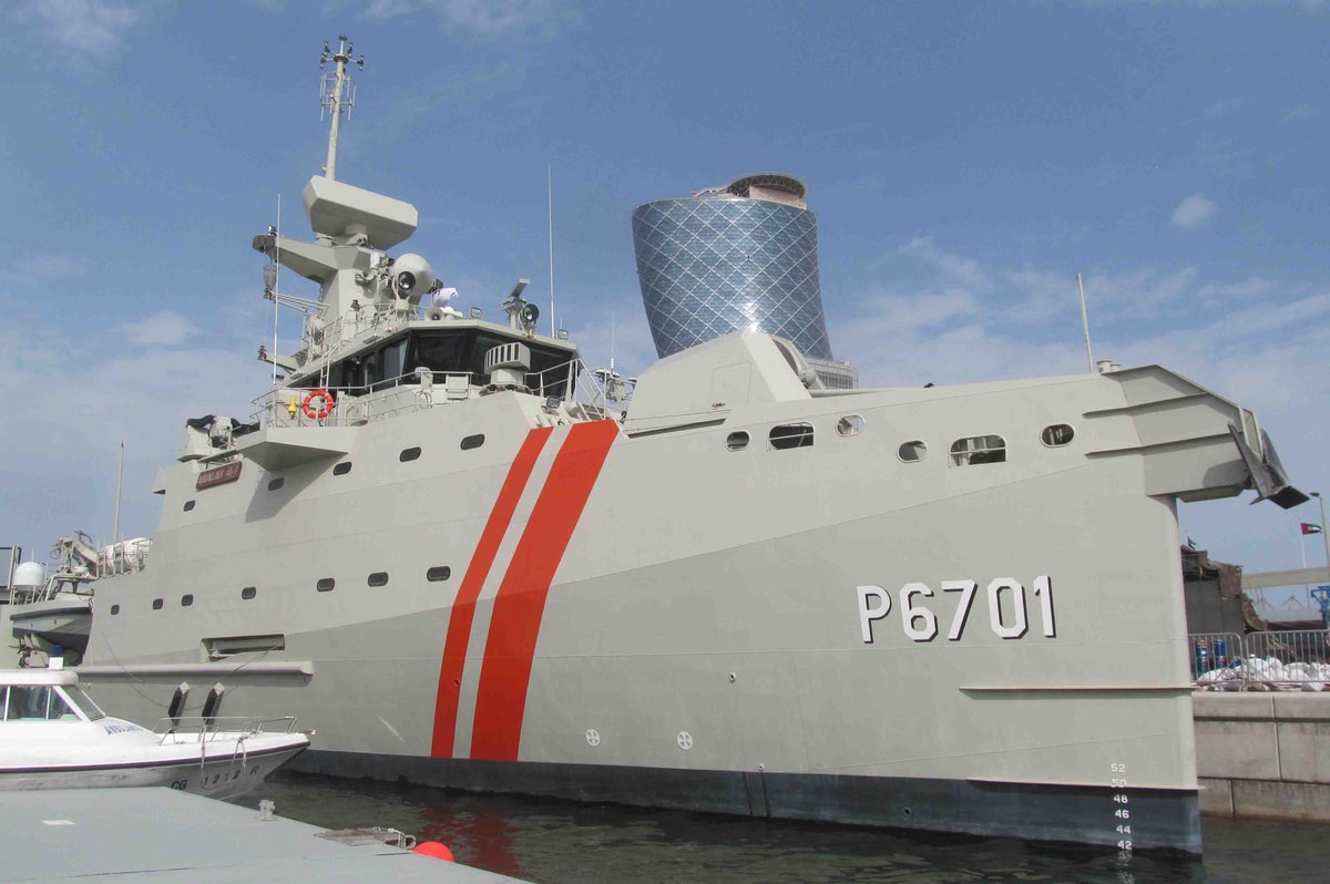 Back to the first video in this thread.Every exercise mentioned by the narrator is a purely American shindig.BUT.This is a United Arab Emirates Coast Guard offshore patrol vessel (OPV).The photo on the right is an identified UAE vessel. I can't identify the first one.