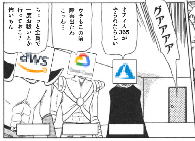 実際の企業・組織・サービスとは一切関係ない
謎の四天王たちの会話。 