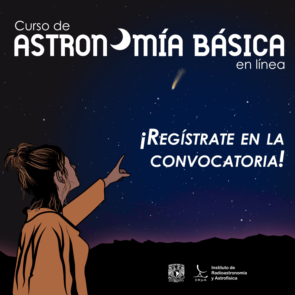 📢 ¡POR FIN LLEGÓ! 🤩
🔭 CURSO DE ASTRONOMÍA BÁSICA 2020 ✨
🌐 ¡En línea! 
Checa la convocatoria y el programa en este link
👉 cutt.ly/Vf040bi 👈
📋 ¡Regístrate en el mismo link antes del 6 de octubre!
🗓️ Curso: 12-23 octubre 2020
💻 Vía Zoom
👀 Cupo limitado