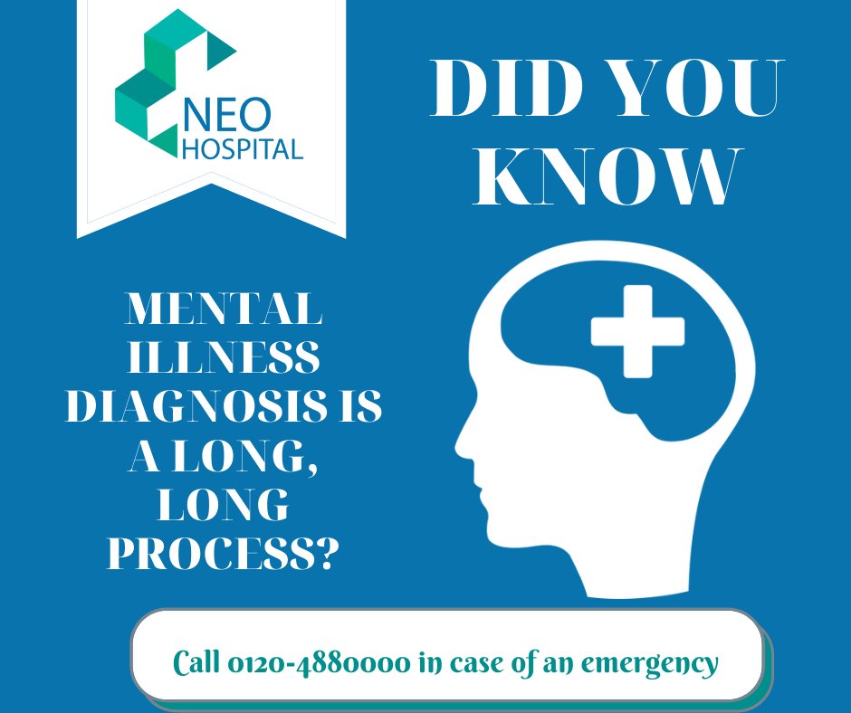 neo_hospital's tweet image. Did you know, Mental illness diagnosis is a long, long process?

To book an appointment, visit our website neohospital.com or call 0120-4880000 in case of an emergency.
.
.
.
.
#neohospital #multispecialityhospital #advancedservices #noida #besthospitalinnoida