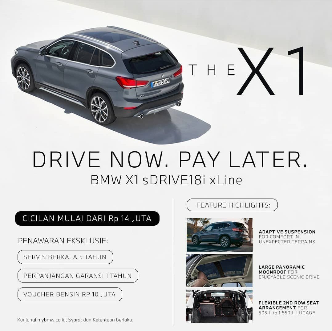 • GRATIS *angsuran* hingga 6x*
• BONUS *voucher bensin* hingga Rp 20jt*
• BONUS *perpanjangan garansi mesin* hingga 2 tahun
• 5 tahun garansi servis dan suku cadang
• 3 tahun garansi mesin dan elektrikal
• 2 tahun proteksi ban
IG: yourbmw.id
OCHI 081315500593