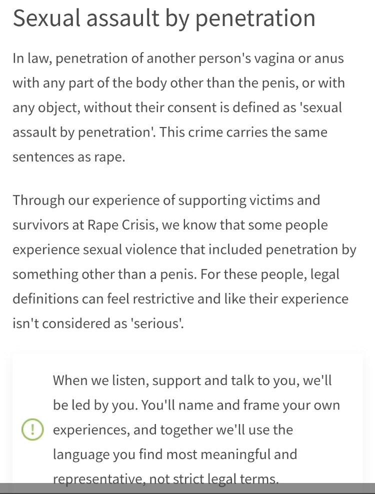 The Sexual Offences Act 2003 clearly sees non consensual penetration of your body by a penis as something uniquely horrible, giving this its own (and first) section of the Act.I can understand why some object to this. They claim to worry it diminishes other victims.