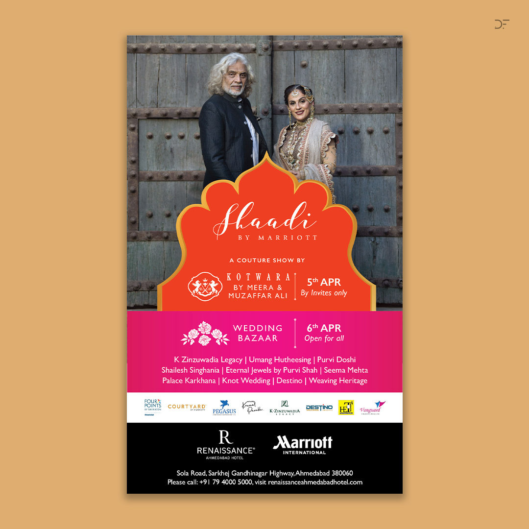 InDesignFoundry's tweet image. The #ShaadibyMarriott campaign crafted for #RenaissanceAhmedabad was embellished with rich Indian colours and luxuriant creatives. With the city of #Ahmedabad coming together for this glamorous event, it was a spectacular hit.

#DesignFoundry #WeddingPlanning #Campaignthrowback