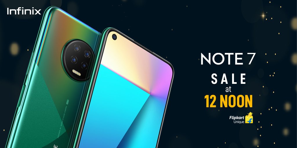 InfinixIndia's tweet image. Infinix Note 7 sale starting at 12 Noon. Make sure you grab one this time!

#InfinixIndia
#InfinixNote7
#NoteKarlo