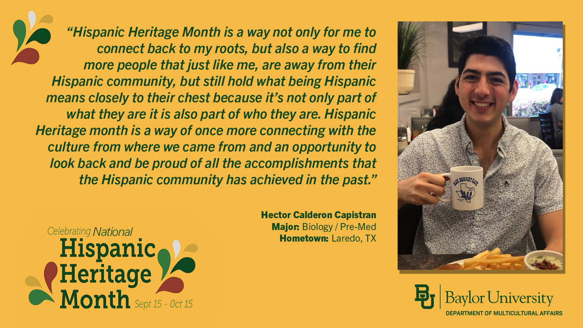 Baylor's tweet photo. Did you know that 15% of Baylor students are Hispanic?

In their own words, Bears explain the importance of #HispanicHeritageMonth: https://t.co/rlpkkHEuLu