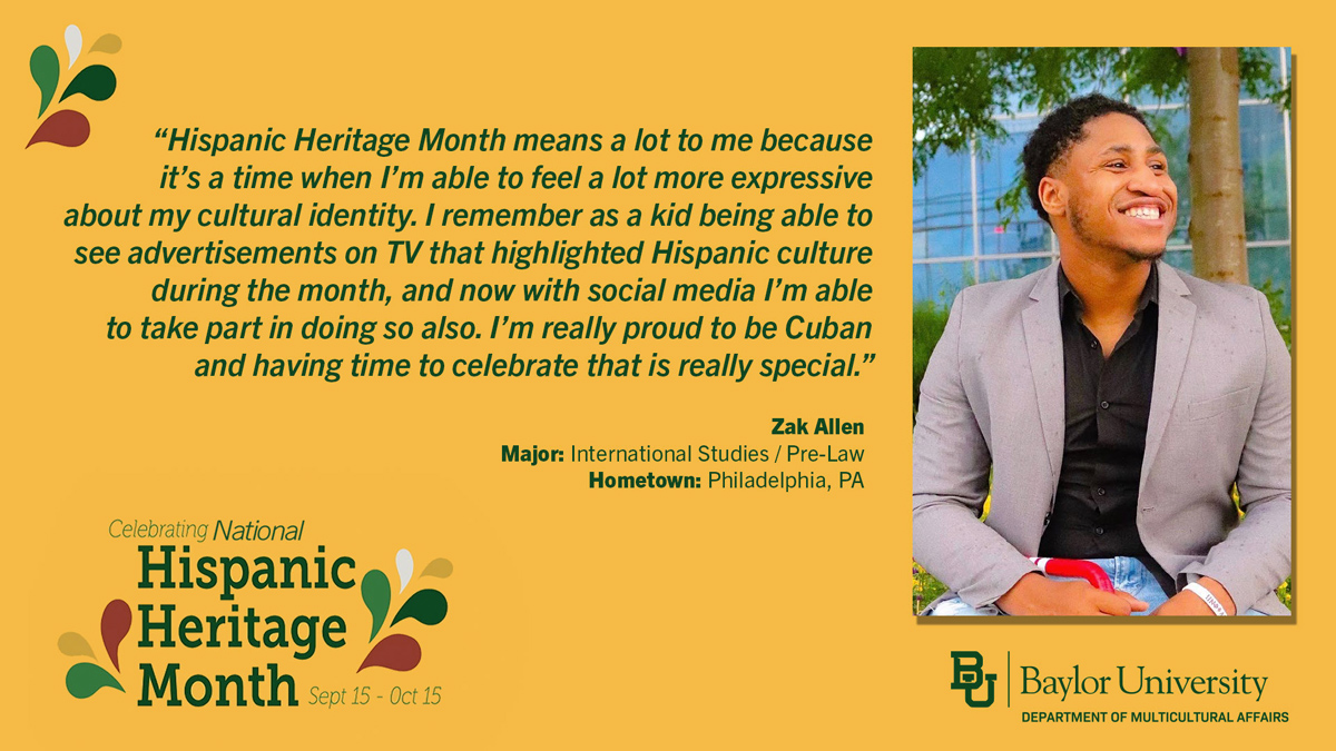 Baylor's tweet photo. Did you know that 15% of Baylor students are Hispanic?

In their own words, Bears explain the importance of #HispanicHeritageMonth: https://t.co/rlpkkHEuLu