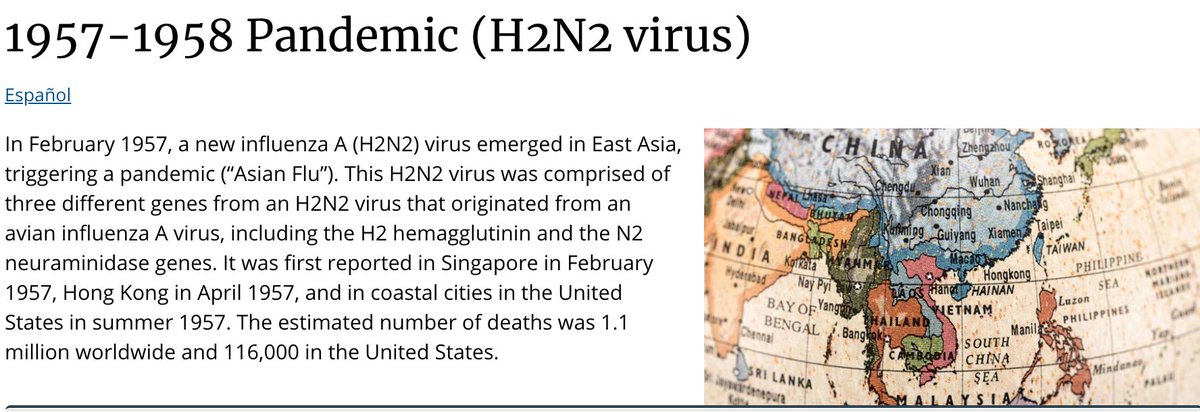 4. It's hard to imagine at this point that  #Covid19 pandemic won't also surpass the death toll of the 1957 flu pandemic, which killed 1.1M people worldwide & 116,000 Americans. So  #NotJustTheFlu.