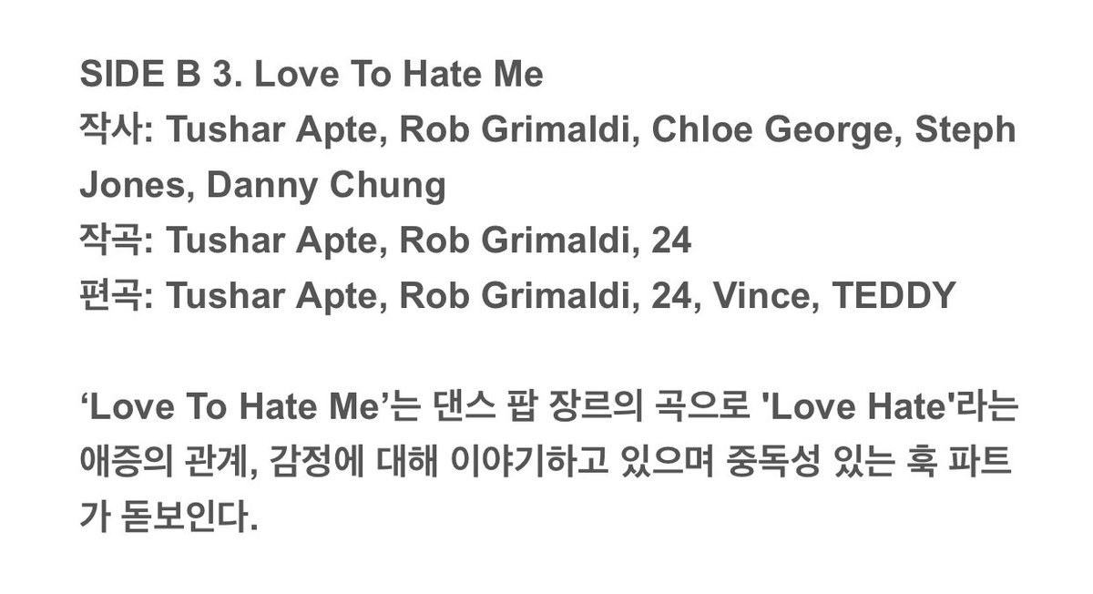 'Love To Hate Me' is a dance pop genre song that talks about the relationship and feelings of love and hate and the addictive hook part stands out.