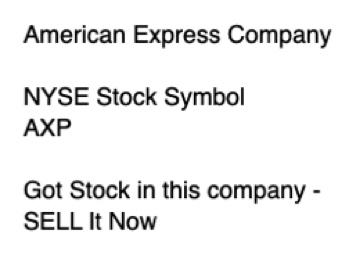 Consumer Notice - American Express Stock and Corporate Bond Alert .... Sell Sell Sell Sell