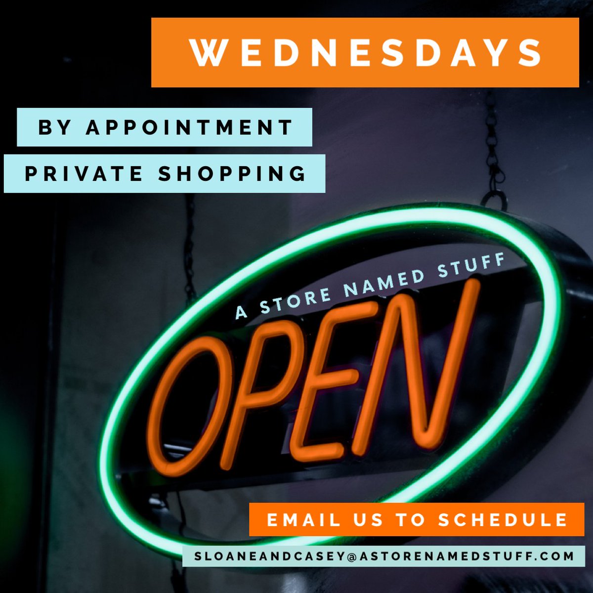 storenamedSTUFF's tweet photo. Schedule a private shopping appointment today, just email us at sloaneandcasey@astorenamedstuff.com ⭐ Up to 6 people are welcome in you group. Come enjoy the store without the extra peeps. ❤️ https://t.co/ujX3FAR9jE