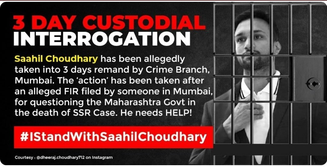 SushiGirl_puja's tweet image. #ReleaseSaahilChoudhary
Release SAAHIL CHOUDHARY.This is a DEMOCRATIC COUNTRY.If Raut is not Arrested for saying a girl Haramkhor then why Saahil???? Release him ...He was speaking facts @Republic_Bharat rise your voice please help him