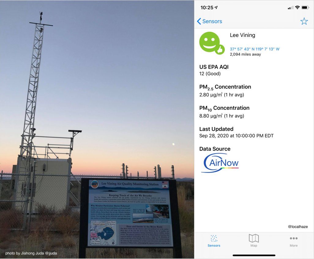 localhaze's tweet photo. Good air quality reading tonight for Lee Vining, CA reported by @AIRNow and photo by @jjuda. Thank you for beautiful photo and for using @localhaze to monitor your local air quality! https://t.co/dQhuEYfUta