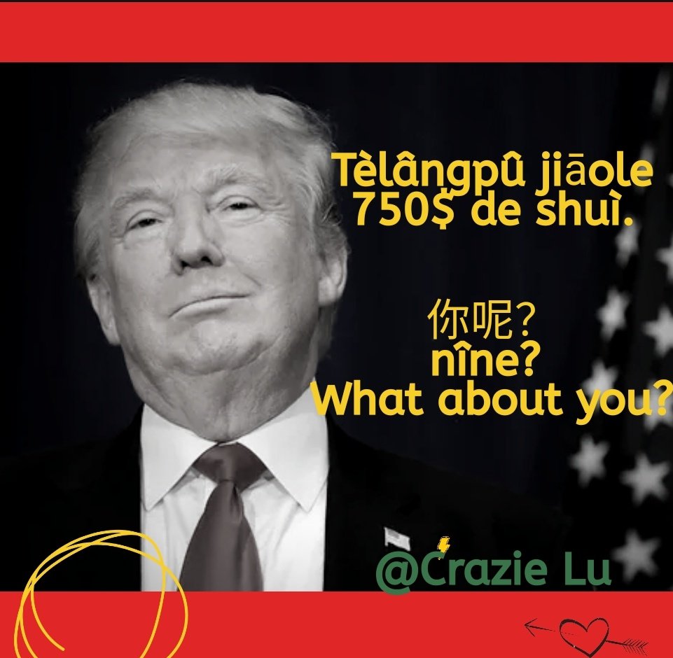 CSlangs's tweet image. Even as a foreign student, I have paid more taxes than Trump, the president of United States. No wonder he want to keep it away from everybody. 你交的税比特朗普多吗？Nî jiāode shuì bî Tèlângpû duō ma? Do you pay more taxes than Trump?